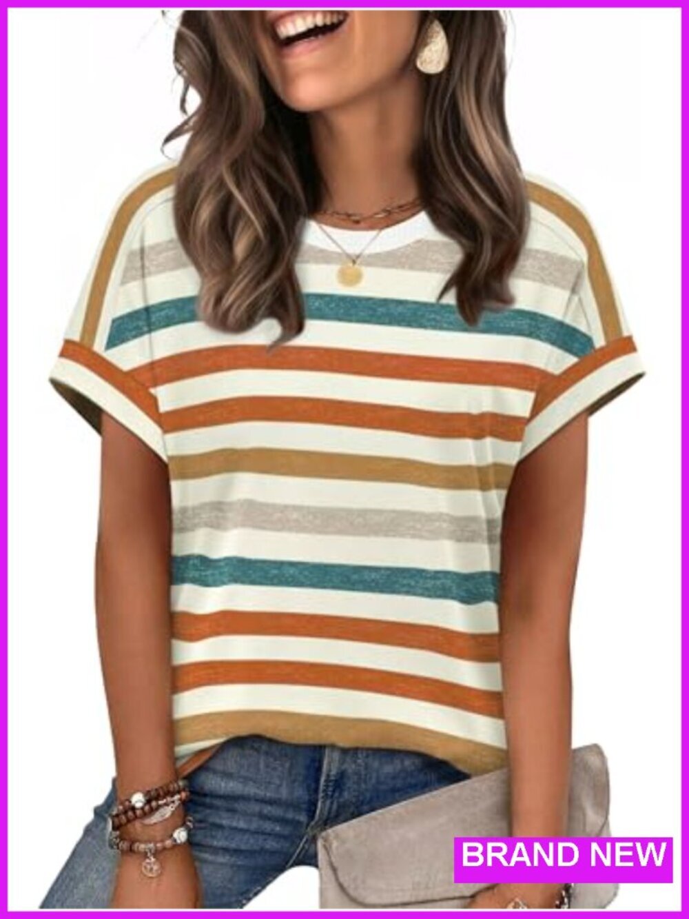 Women's Short Sleeve Crewneck T-Shirt Summer Casual Top